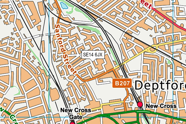 SE14 6JX map - OS VectorMap District (Ordnance Survey) SE14 6JX map - OS VectorMap District (Ordnance Survey)