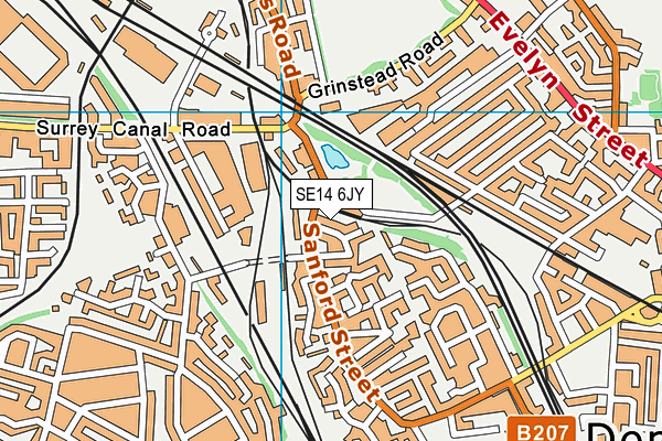 SE14 6JY map - OS VectorMap District (Ordnance Survey)