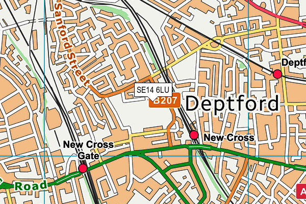 SE14 6LU map - OS VectorMap District (Ordnance Survey)