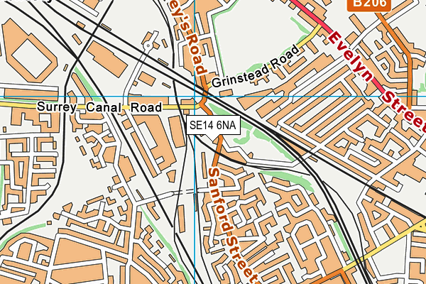 SE14 6NA map - OS VectorMap District (Ordnance Survey)