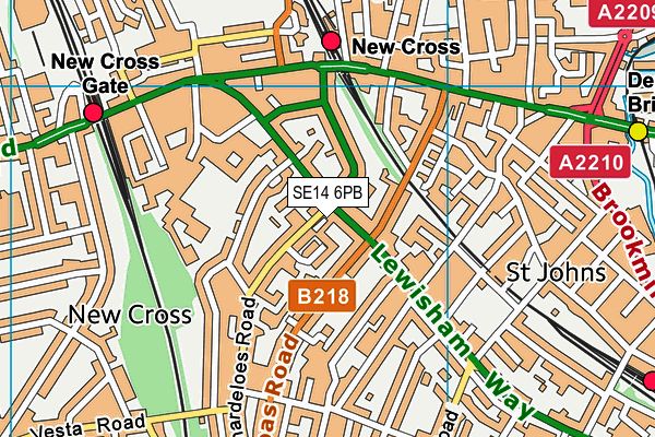 SE14 6PB map - OS VectorMap District (Ordnance Survey) SE14 6PB map - OS VectorMap District (Ordnance Survey)