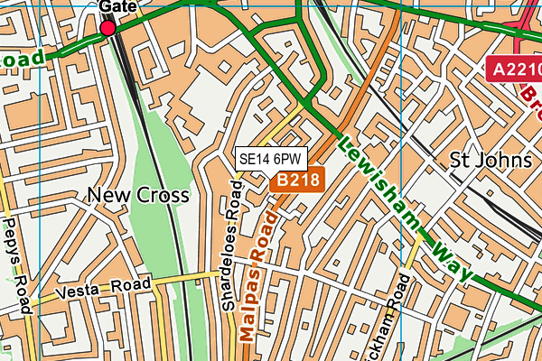 SE14 6PW map - OS VectorMap District (Ordnance Survey) SE14 6PW map - OS VectorMap District (Ordnance Survey)