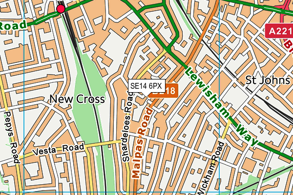 SE14 6PX map - OS VectorMap District (Ordnance Survey) SE14 6PX map - OS VectorMap District (Ordnance Survey)