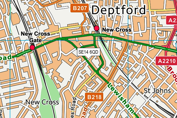 SE14 6QD map - OS VectorMap District (Ordnance Survey) SE14 6QD map - OS VectorMap District (Ordnance Survey)