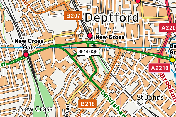 SE14 6QE map - OS VectorMap District (Ordnance Survey) SE14 6QE map - OS VectorMap District (Ordnance Survey)