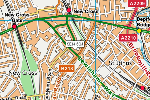 SE14 6QJ map - OS VectorMap District (Ordnance Survey) SE14 6QJ map - OS VectorMap District (Ordnance Survey)