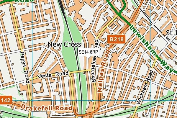 SE14 6RP map - OS VectorMap District (Ordnance Survey)