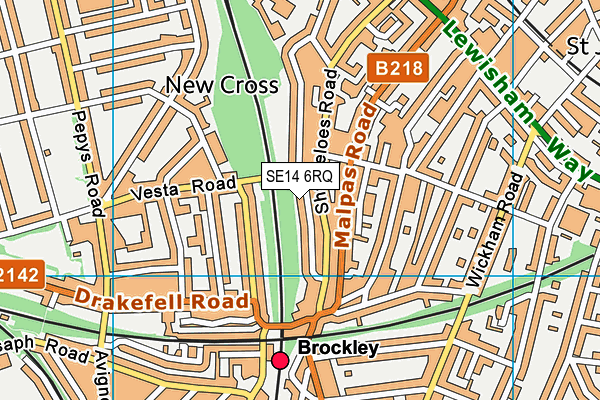 SE14 6RQ map - OS VectorMap District (Ordnance Survey)