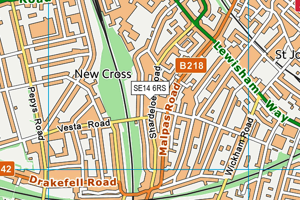SE14 6RS map - OS VectorMap District (Ordnance Survey)