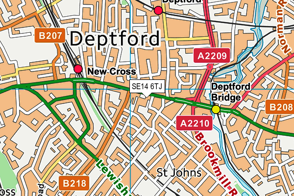 SE14 6TJ map - OS VectorMap District (Ordnance Survey) SE14 6TJ map - OS VectorMap District (Ordnance Survey)