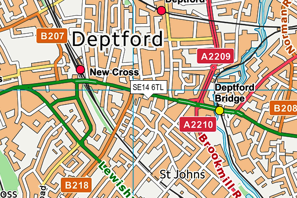 SE14 6TL map - OS VectorMap District (Ordnance Survey)