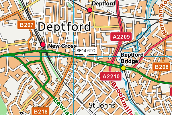 SE14 6TQ map - OS VectorMap District (Ordnance Survey)