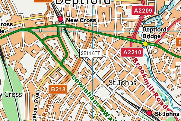 SE14 6TT map - OS VectorMap District (Ordnance Survey) SE14 6TT map - OS VectorMap District (Ordnance Survey)