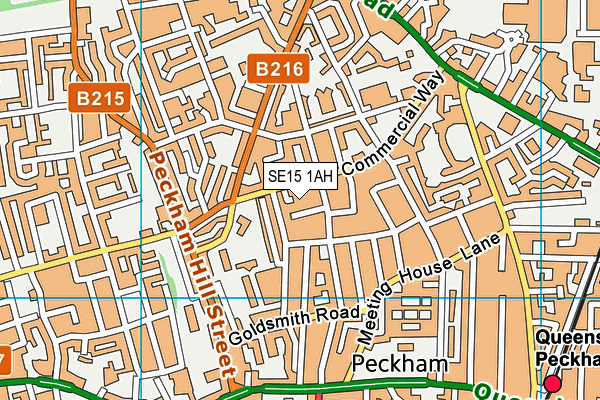 SE15 1AH map - OS VectorMap District (Ordnance Survey) SE15 1AH map - OS VectorMap District (Ordnance Survey)
