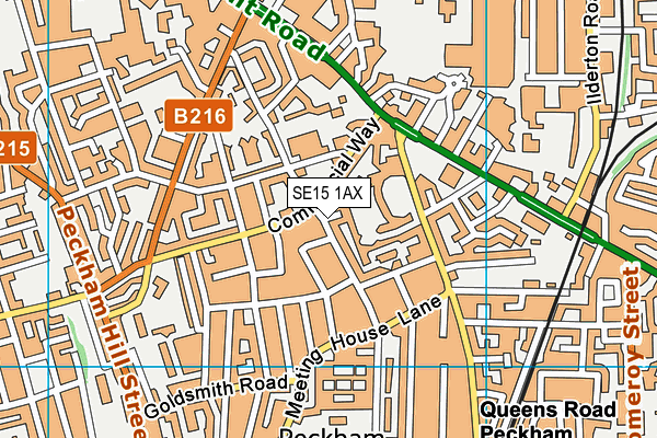SE15 1AX map - OS VectorMap District (Ordnance Survey) SE15 1AX map - OS VectorMap District (Ordnance Survey)