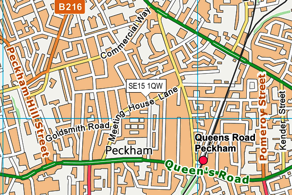 SE15 1QW map - OS VectorMap District (Ordnance Survey)