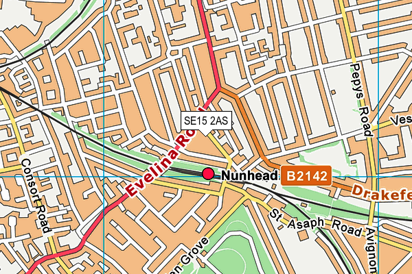 SE15 2AS map - OS VectorMap District (Ordnance Survey)