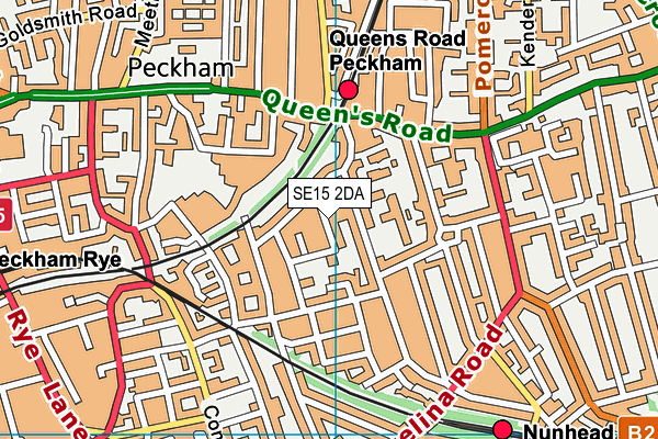 SE15 2DA map - OS VectorMap District (Ordnance Survey)