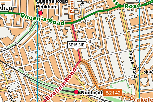 SE15 2JB map - OS VectorMap District (Ordnance Survey)