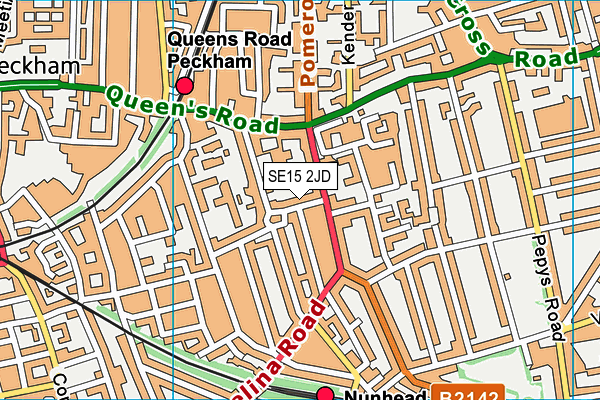 SE15 2JD map - OS VectorMap District (Ordnance Survey)