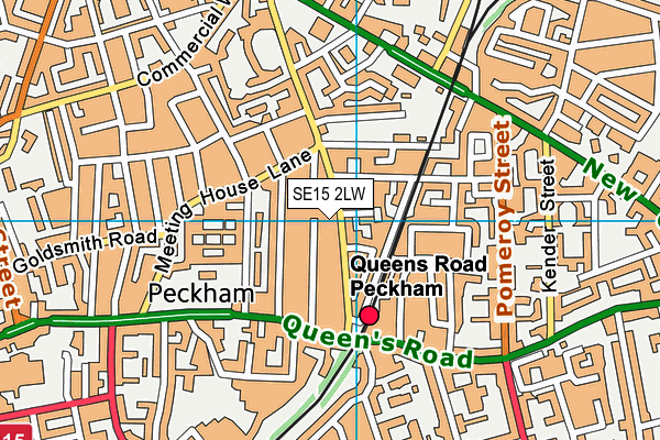 SE15 2LW map - OS VectorMap District (Ordnance Survey)