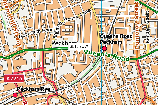 SE15 2QW map - OS VectorMap District (Ordnance Survey) SE15 2QW map - OS VectorMap District (Ordnance Survey)