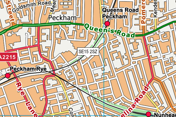 SE15 2SZ map - OS VectorMap District (Ordnance Survey)