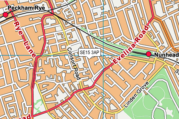 SE15 3AP map - OS VectorMap District (Ordnance Survey) SE15 3AP map - OS VectorMap District (Ordnance Survey)
