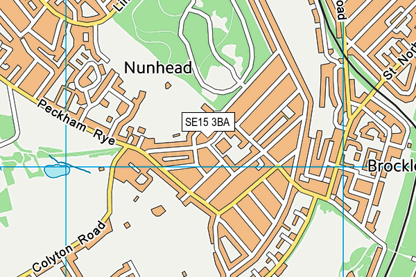 SE15 3BA map - OS VectorMap District (Ordnance Survey) SE15 3BA map - OS VectorMap District (Ordnance Survey)