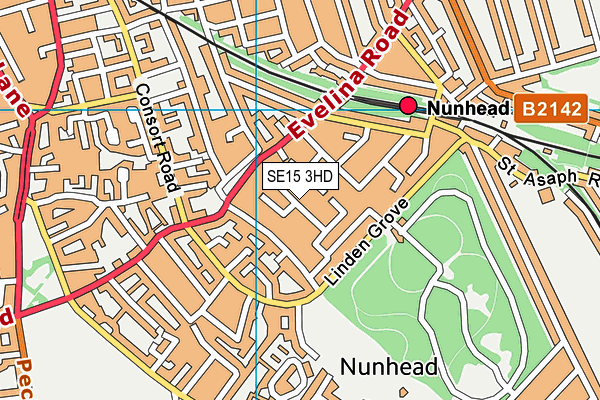 SE15 3HD map - OS VectorMap District (Ordnance Survey) SE15 3HD map - OS VectorMap District (Ordnance Survey)