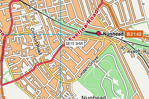 SE15 3HW map - OS VectorMap District (Ordnance Survey)