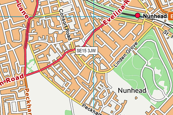 SE15 3JW map - OS VectorMap District (Ordnance Survey) SE15 3JW map - OS VectorMap District (Ordnance Survey)