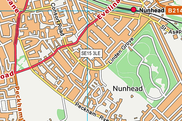 SE15 3LE map - OS VectorMap District (Ordnance Survey) SE15 3LE map - OS VectorMap District (Ordnance Survey)