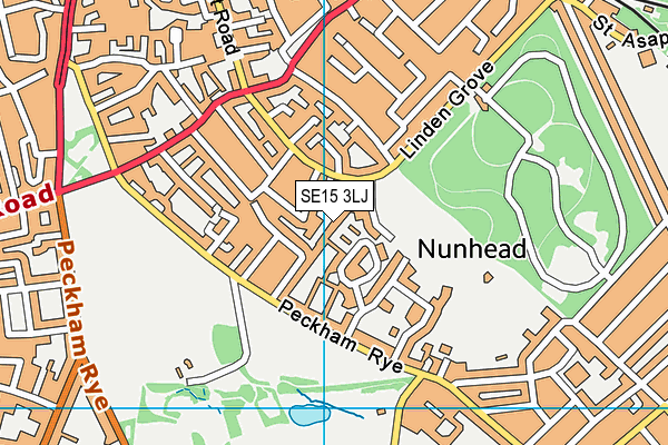 SE15 3LJ map - OS VectorMap District (Ordnance Survey)