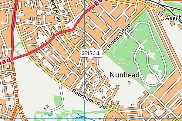 SE15 3LL map - OS VectorMap District (Ordnance Survey) SE15 3LL map - OS VectorMap District (Ordnance Survey)