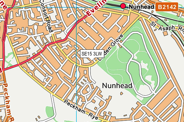 SE15 3LW map - OS VectorMap District (Ordnance Survey)