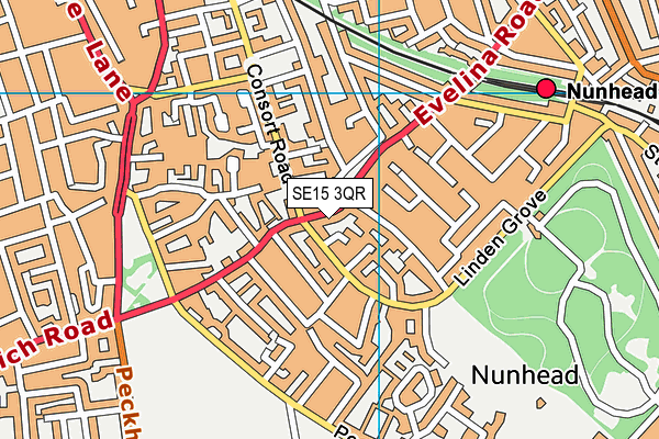 SE15 3QR map - OS VectorMap District (Ordnance Survey) SE15 3QR map - OS VectorMap District (Ordnance Survey)