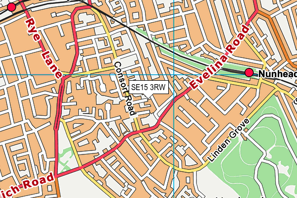 SE15 3RW map - OS VectorMap District (Ordnance Survey) SE15 3RW map - OS VectorMap District (Ordnance Survey)