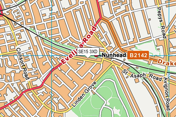 SE15 3XD map - OS VectorMap District (Ordnance Survey) SE15 3XD map - OS VectorMap District (Ordnance Survey)