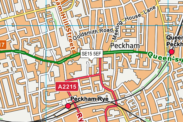SE15 5EF map - OS VectorMap District (Ordnance Survey) SE15 5EF map - OS VectorMap District (Ordnance Survey)