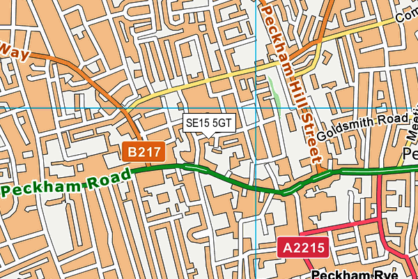 SE15 5GT map - OS VectorMap District (Ordnance Survey) SE15 5GT map - OS VectorMap District (Ordnance Survey)