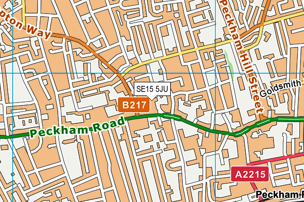 SE15 5JU map - OS VectorMap District (Ordnance Survey)