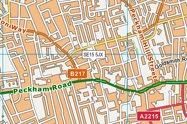 SE15 5JX map - OS VectorMap District (Ordnance Survey) SE15 5JX map - OS VectorMap District (Ordnance Survey)