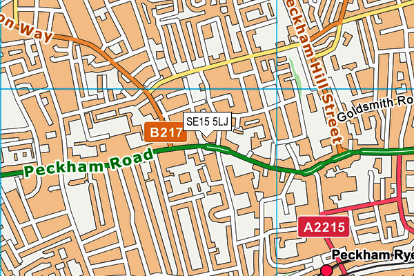 SE15 5LJ map - OS VectorMap District (Ordnance Survey) SE15 5LJ map - OS VectorMap District (Ordnance Survey)