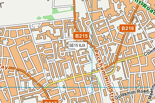 SE15 6JX map - OS VectorMap District (Ordnance Survey) SE15 6JX map - OS VectorMap District (Ordnance Survey)
