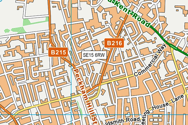 SE15 6RW map - OS VectorMap District (Ordnance Survey)