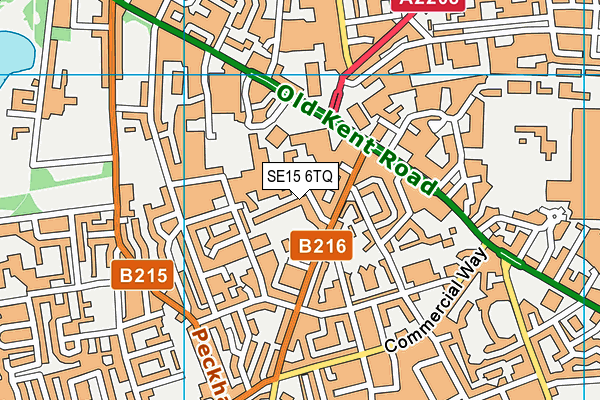 SE15 6TQ map - OS VectorMap District (Ordnance Survey)