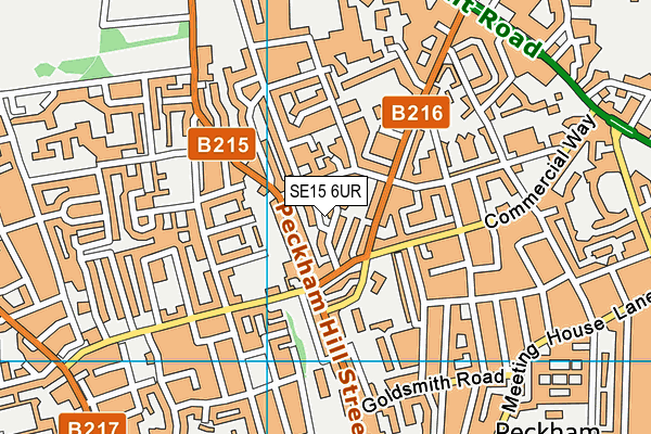 SE15 6UR map - OS VectorMap District (Ordnance Survey)