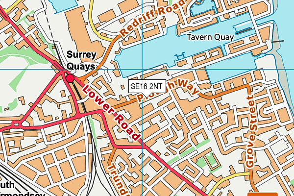 SE16 2NT map - OS VectorMap District (Ordnance Survey)