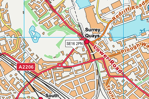 SE16 2PN map - OS VectorMap District (Ordnance Survey)